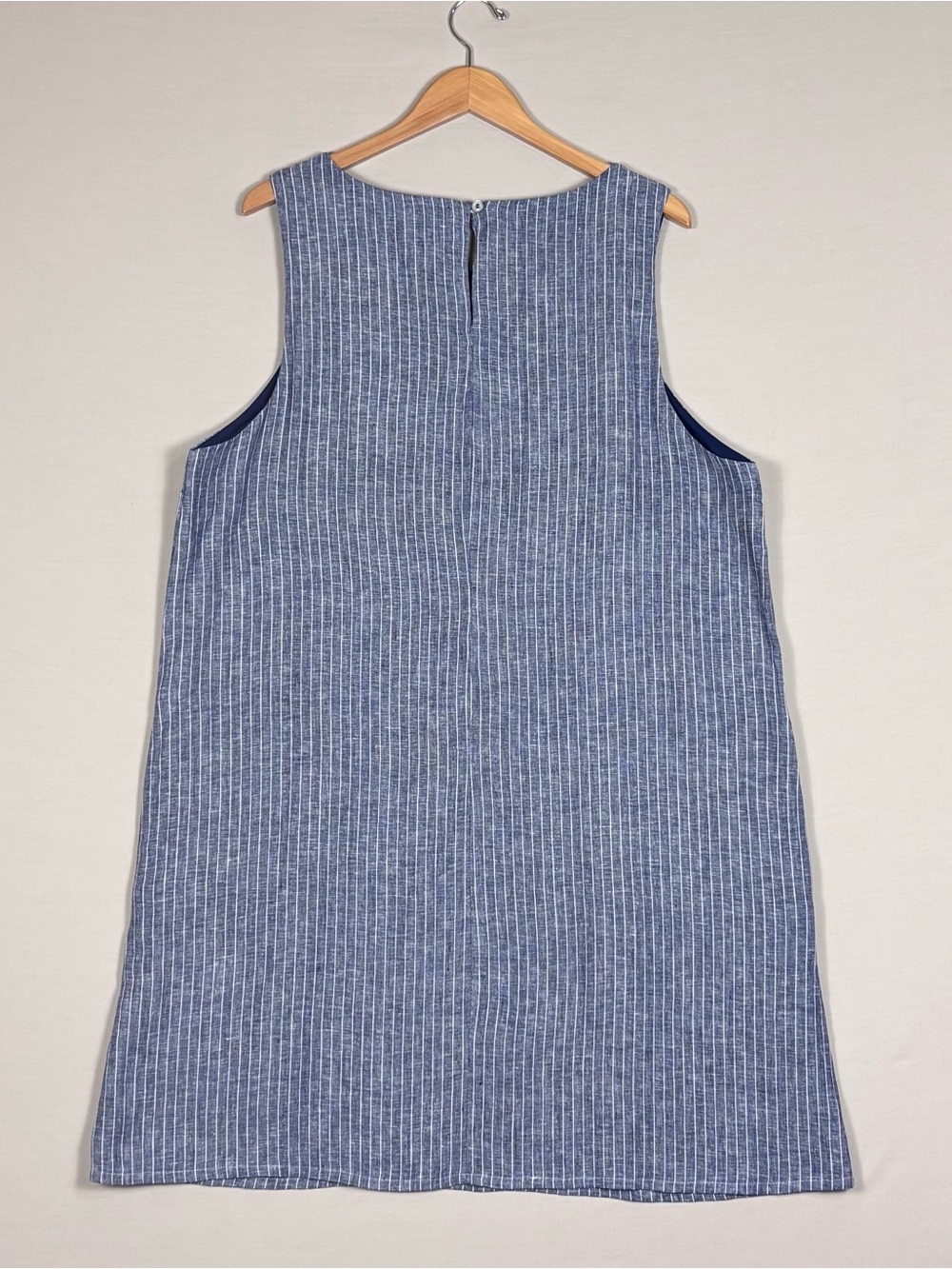 Quince 100% European Linen Stripe Tank Shift Dress XL Blue Coastal - Picture 4 of 7